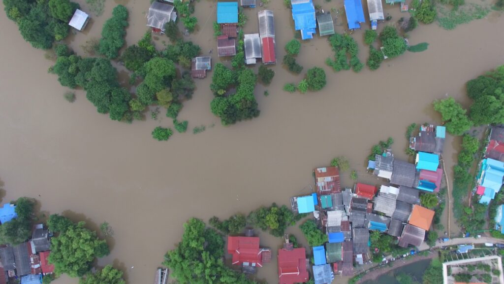 Flooded town