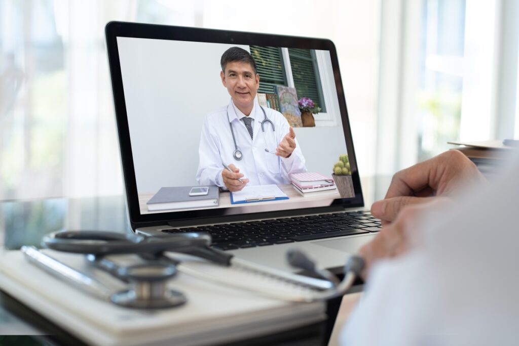 Doctor on video conference