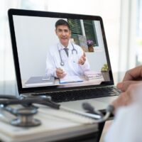 Doctor on video conference Doctor on video conference