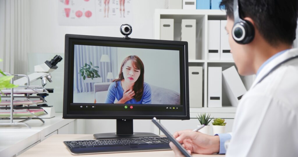 Telemedicine concept on webcam