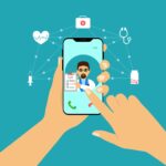 Concept smartphone in hand, online consultation with doctor. Hea Concept smartphone in hand, online consultation with doctor. Hea